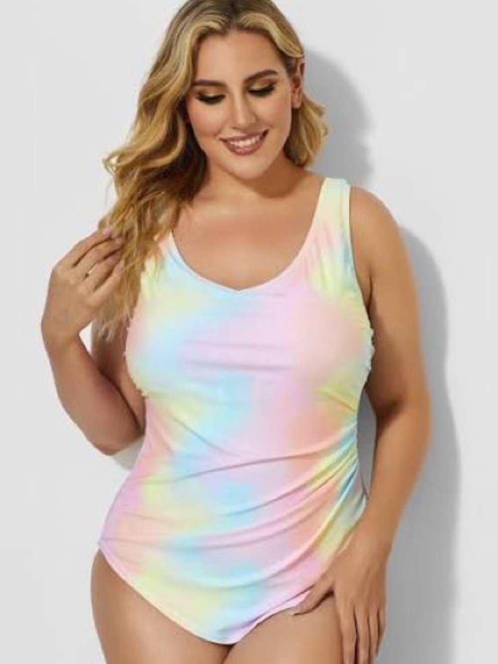 Rainbow Sarong Front One Piece Swimsuit For Lady